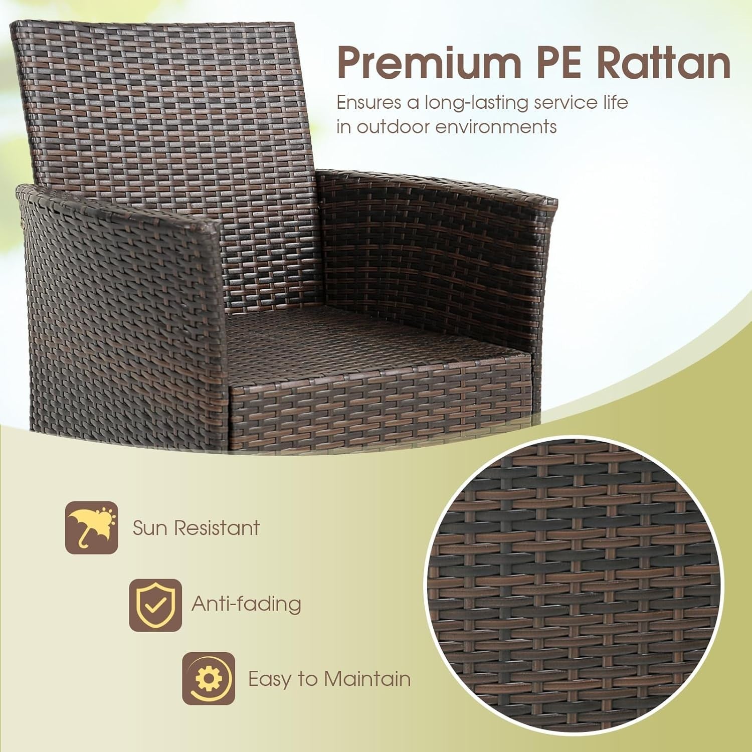 Set of 4 Outdoor Rattan Dining Chairs Cushioned Patio Armchairs Garden