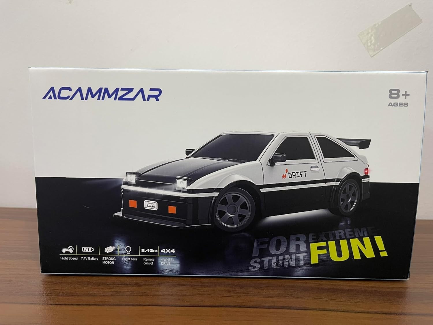 1:16 4WD RC Drift Car 25km/h High Speed w/ LED Lights 2 Batteries Black