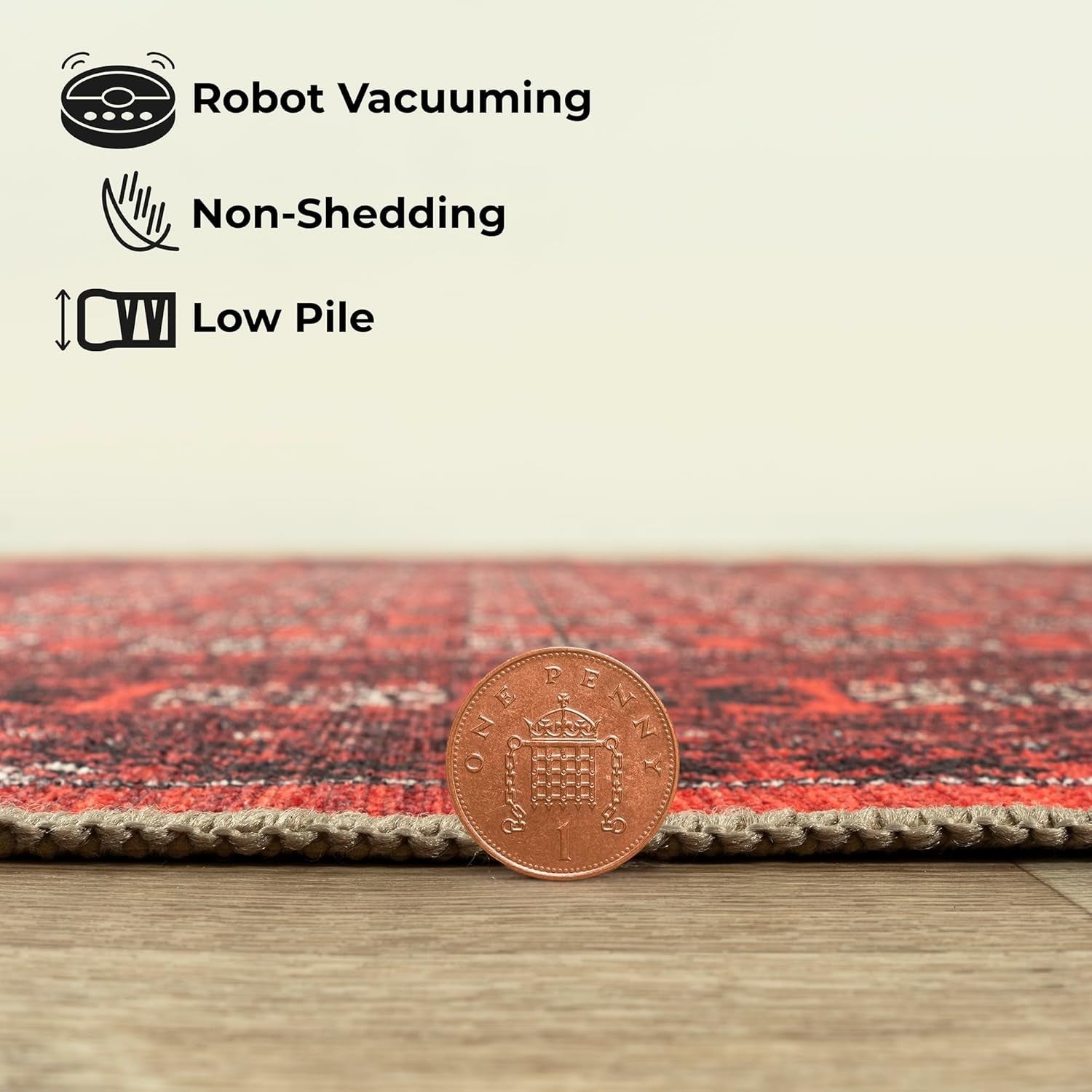 Washable Runner Rug 80x150cm Red Non-Slip Soft Hallway Kitchen Bedroom Floor Mat