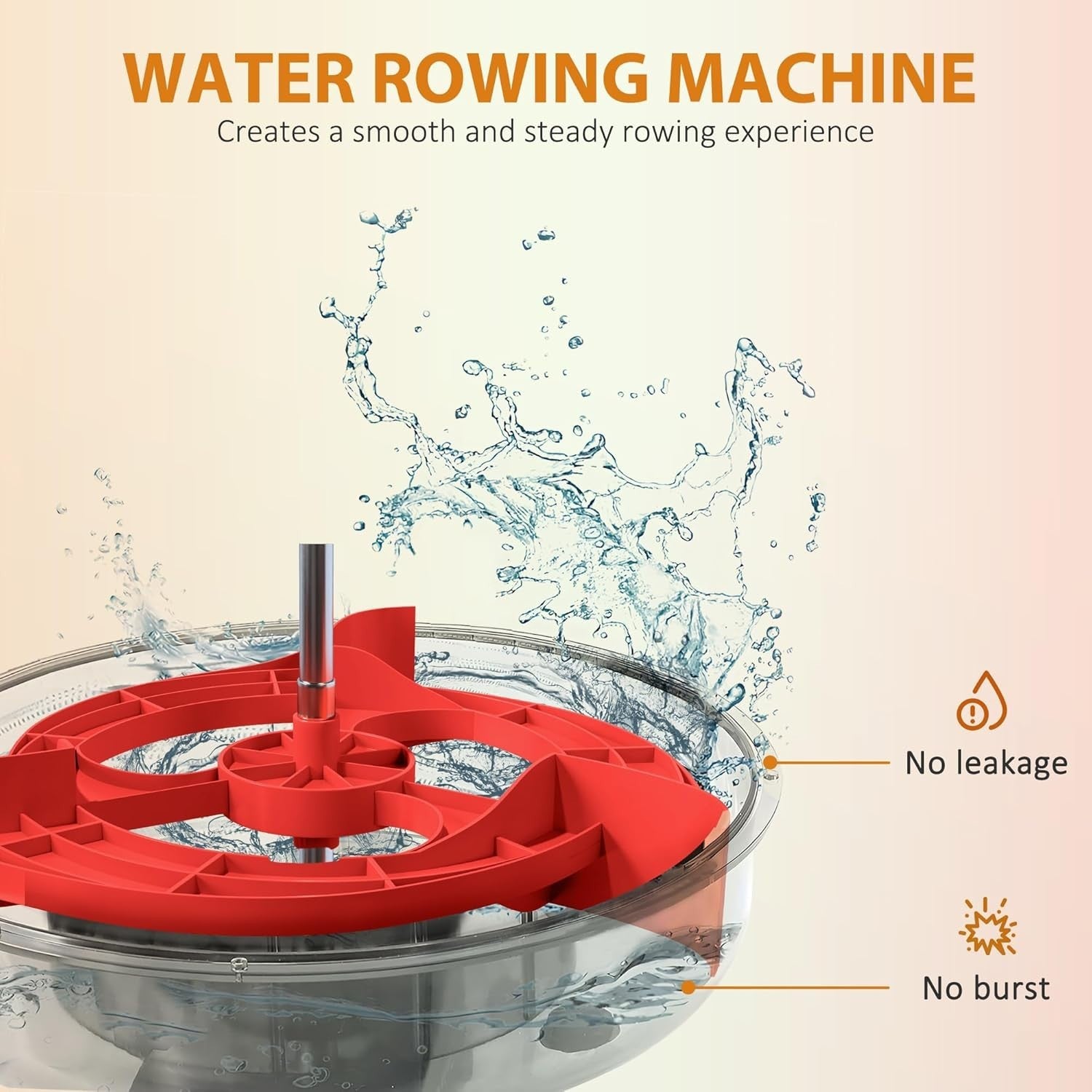 Foldable Water Rowing Machine 6-Level Resistance Quiet Rower LCD Home 120KG