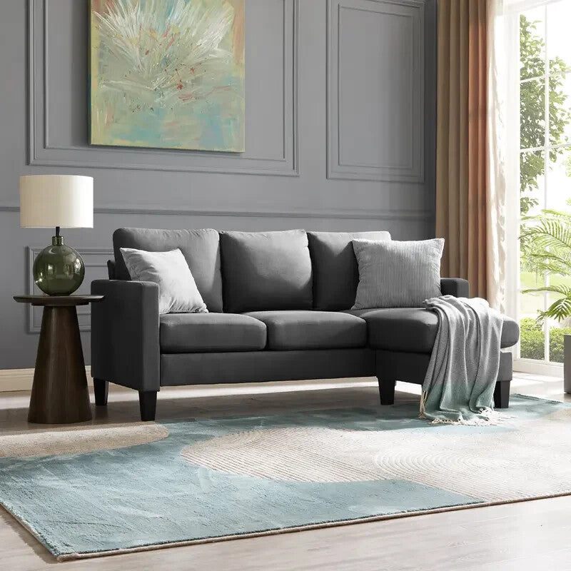 Grey 3 Seater L Shaped Sofa Bed Reversible Chaise Corner Lounge Couch