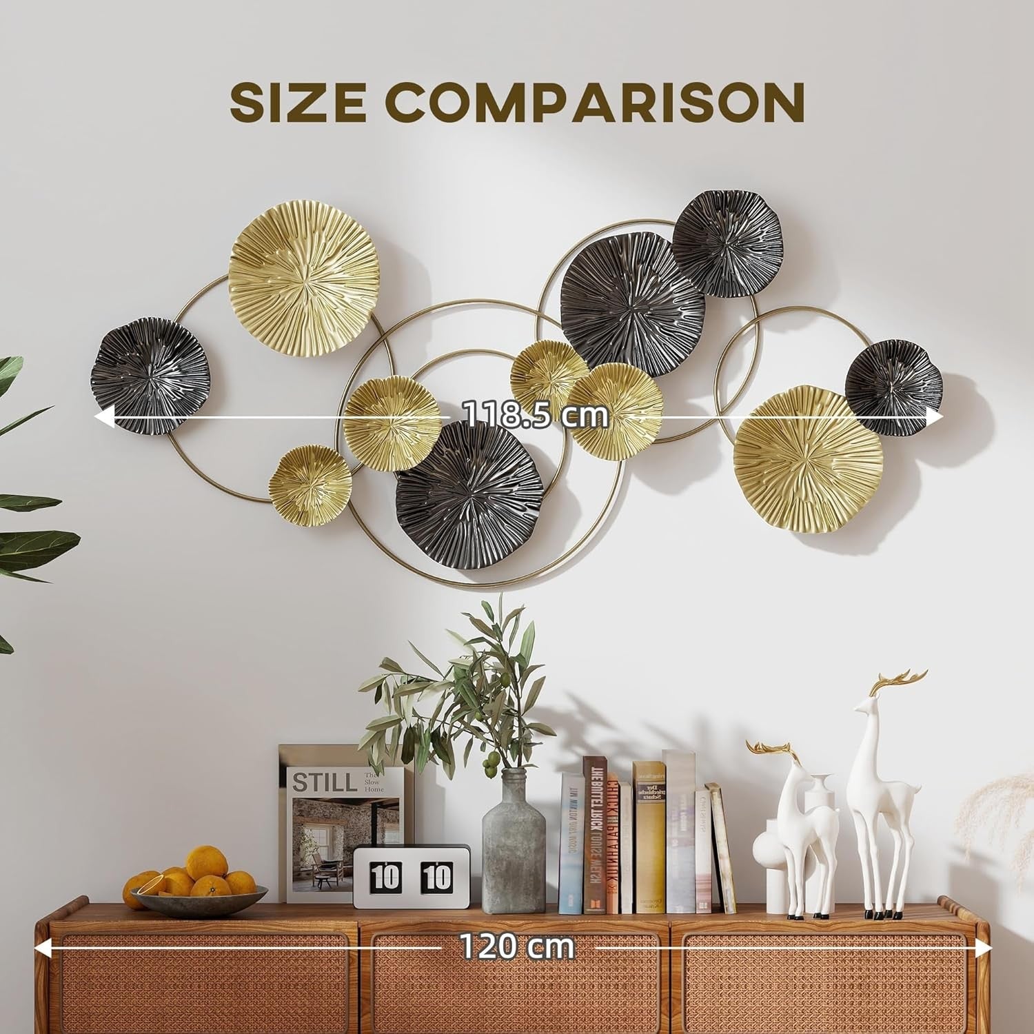 Large Gold Metal Wall Art Multi Leaf Modern Hanging Sculpture