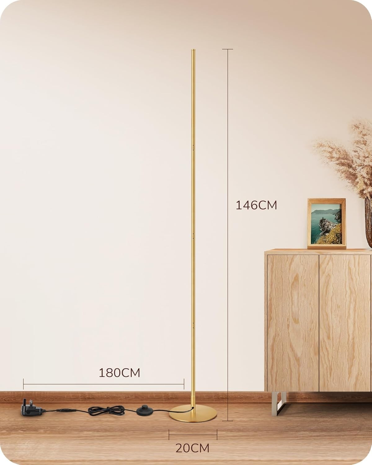 Dimmable LED Floor Lamp 2 Pack, Tall 146cm Standing Light with Foot Switch