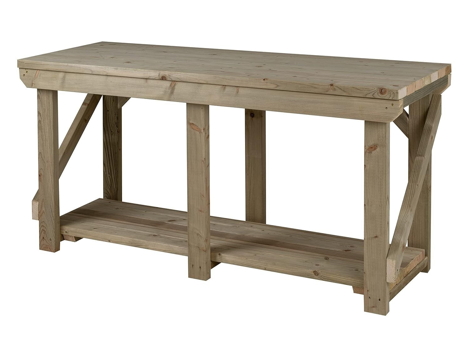 Pressure Treated Wood Workbench 9ft Heavy Duty 270x64x90cm Garage Table