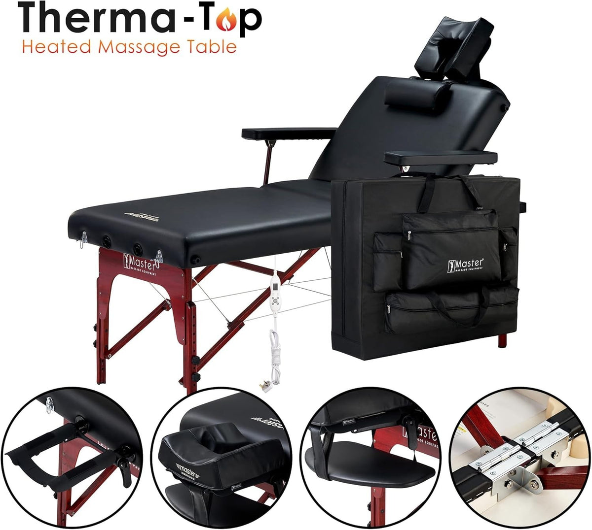 Portable 3-Section Massage Table Adjustable Wide Therapy Bed Carry Case