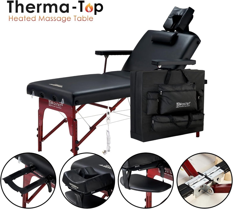 Portable 3-Section Massage Table Adjustable Wide Therapy Bed Carry Case