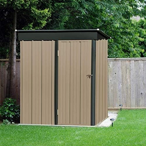 Metal Garden Shed 5x3FT Outdoor Storage with Lockable Doors Weatherproof Grey