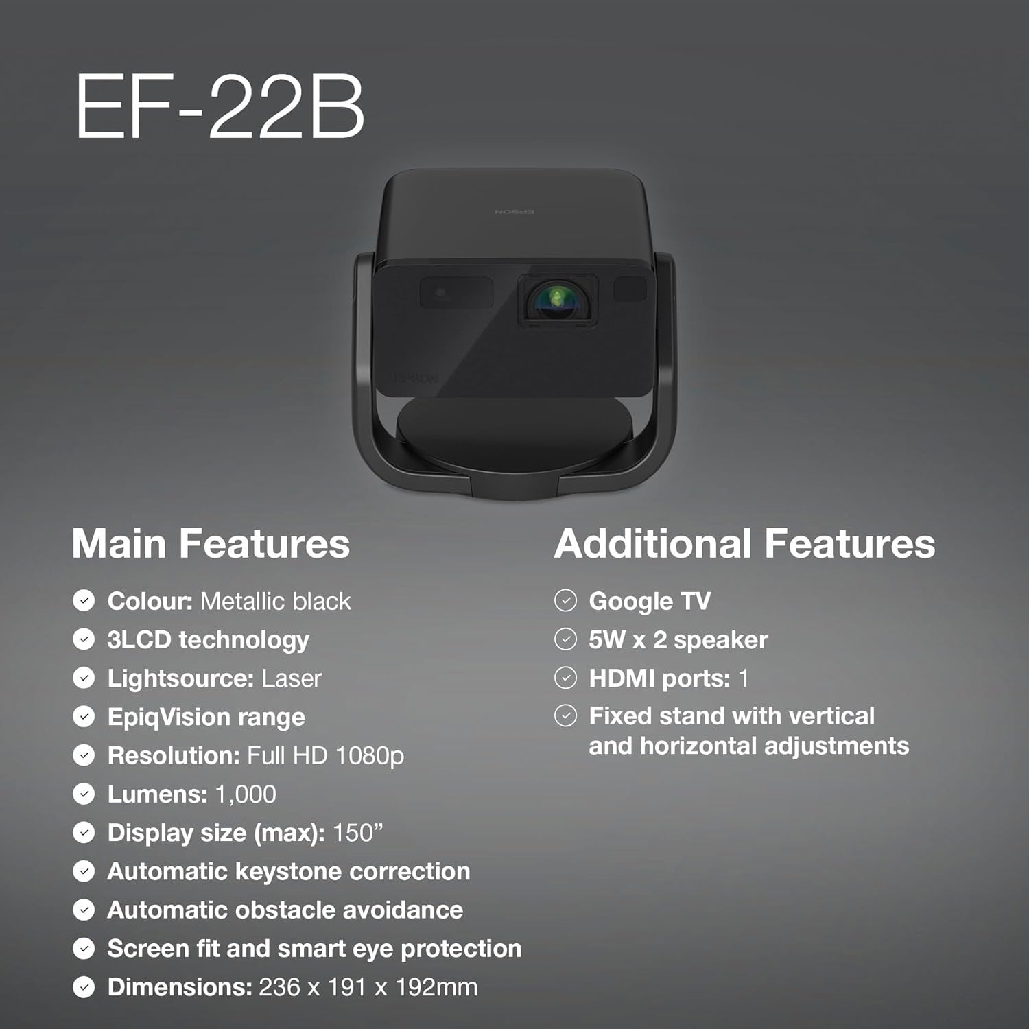 Mini Laser 1080P Smart Projector Google TV 150in HDR Dolby Atmos