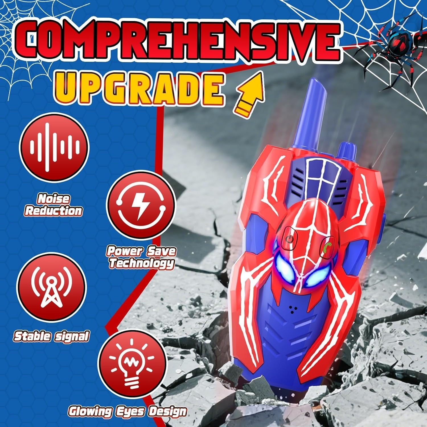 Kids Walkie Talkies 2 Pack Spider Toy Long Range Outdoor Gift Boys