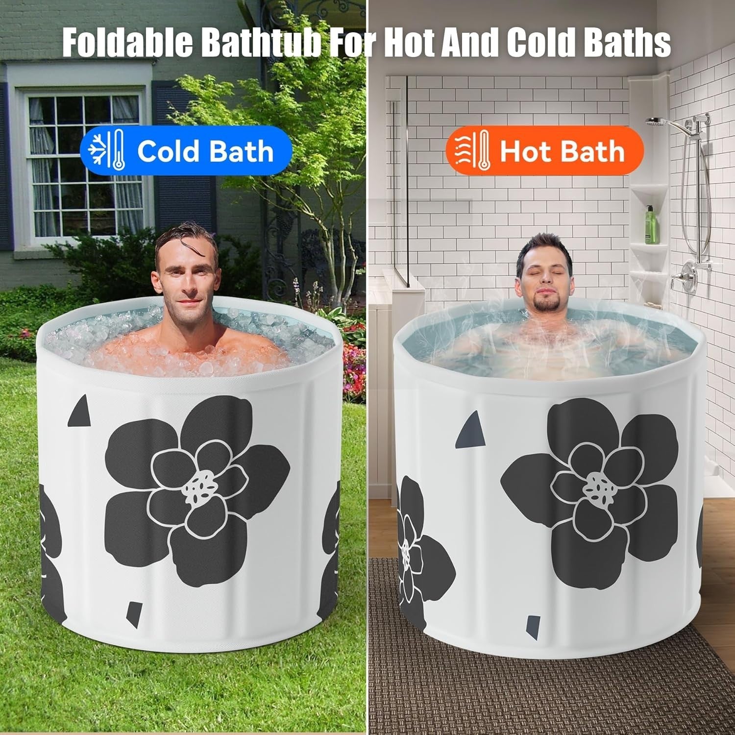 Portable Foldable Adult Bathtub 70x65cm Indoor/Outdoor Ice & Hot Spa Tub