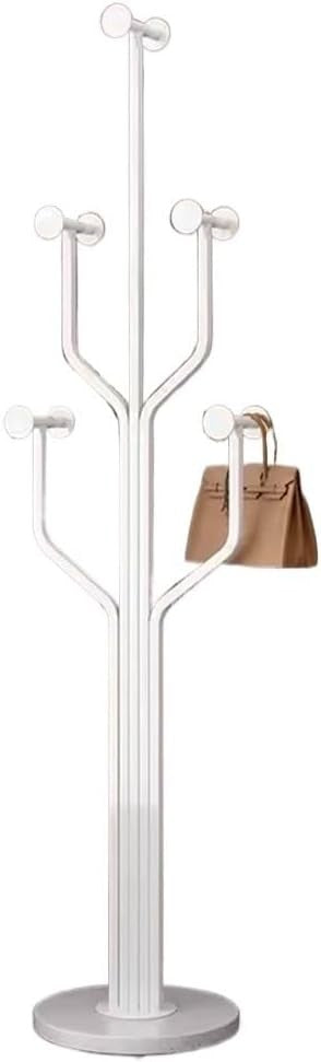 Modern White Metal Coat Rack Stand | Marble Base Freestanding Hall Tree 175cm