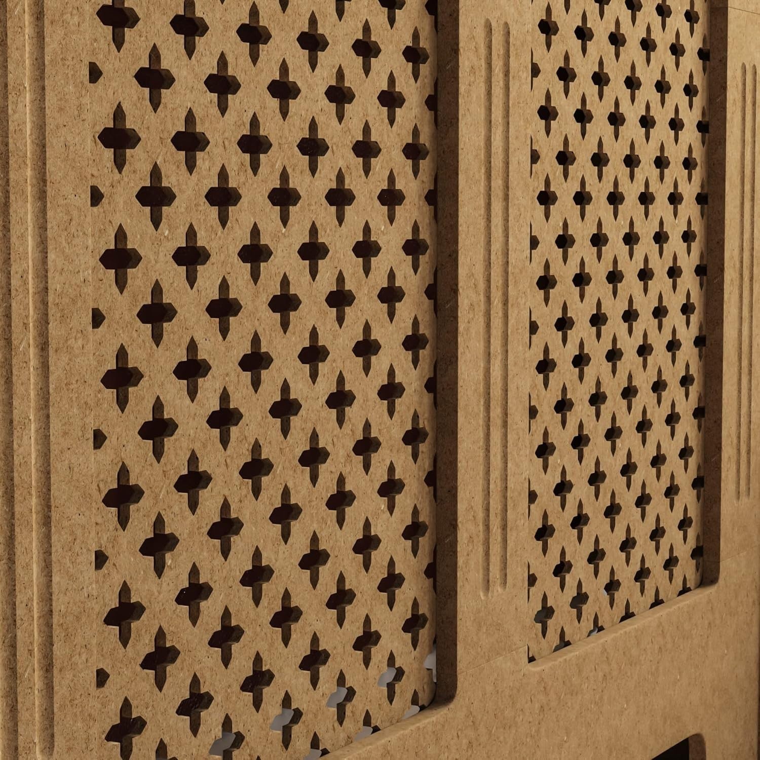 Medium Unfinished Radiator Cover 82x111x19cm MDF Cross Pattern Customisable