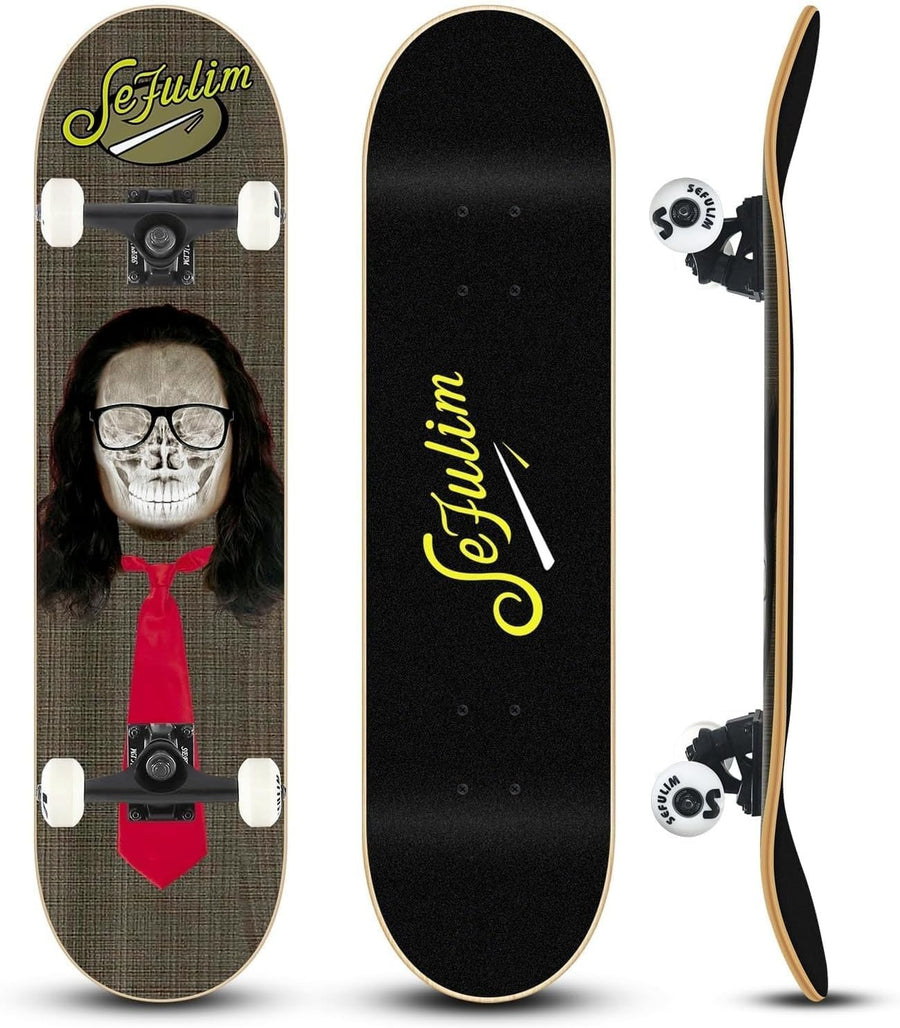 31" Complete Skateboard Maple Double Kick Trick Board PU Wheels Teens Adults