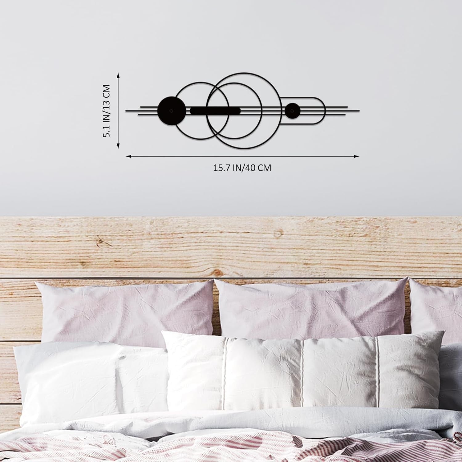 Set of 2 Small Metal Wall Art Black Geometric 15.7x5.1in