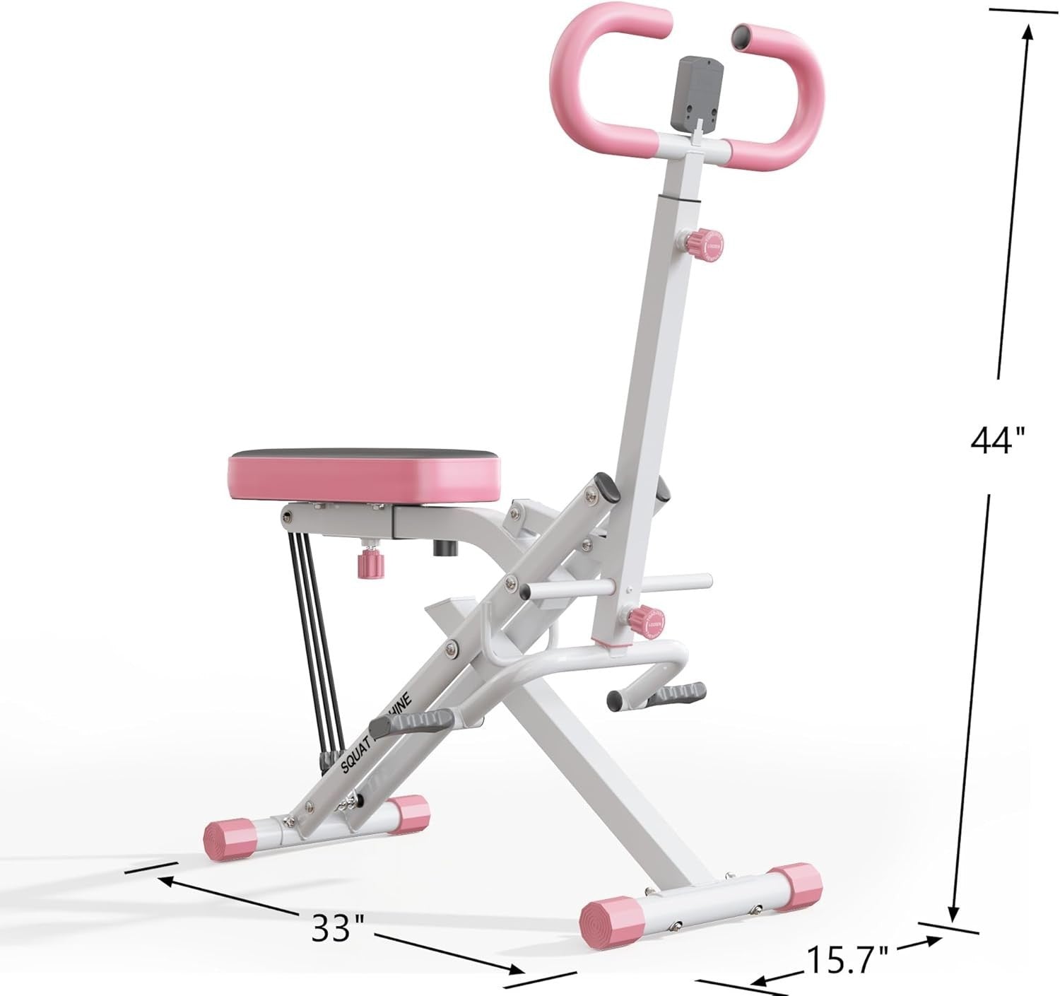 Foldable Squat Rowing Machine w LCD Resistance Bands 330LB Trainer