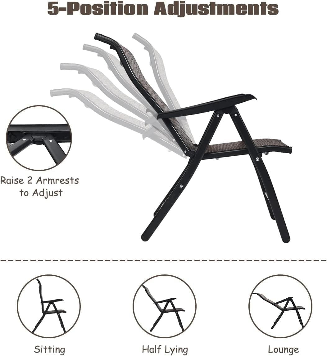 Outdoor Rattan Folding Chair Adjustable Recliner Patio Garden Lounge Seat
