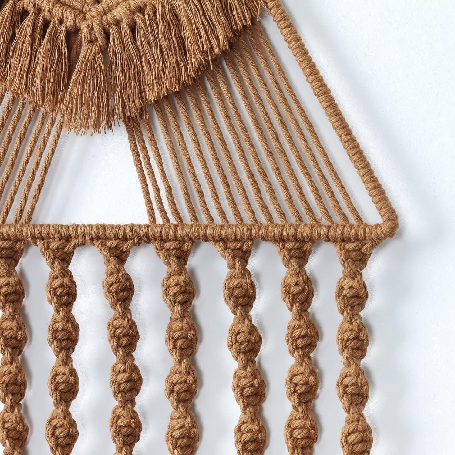 Boho Triangle Macrame Wall Hanging 27" Cotton Tassel Tapestry