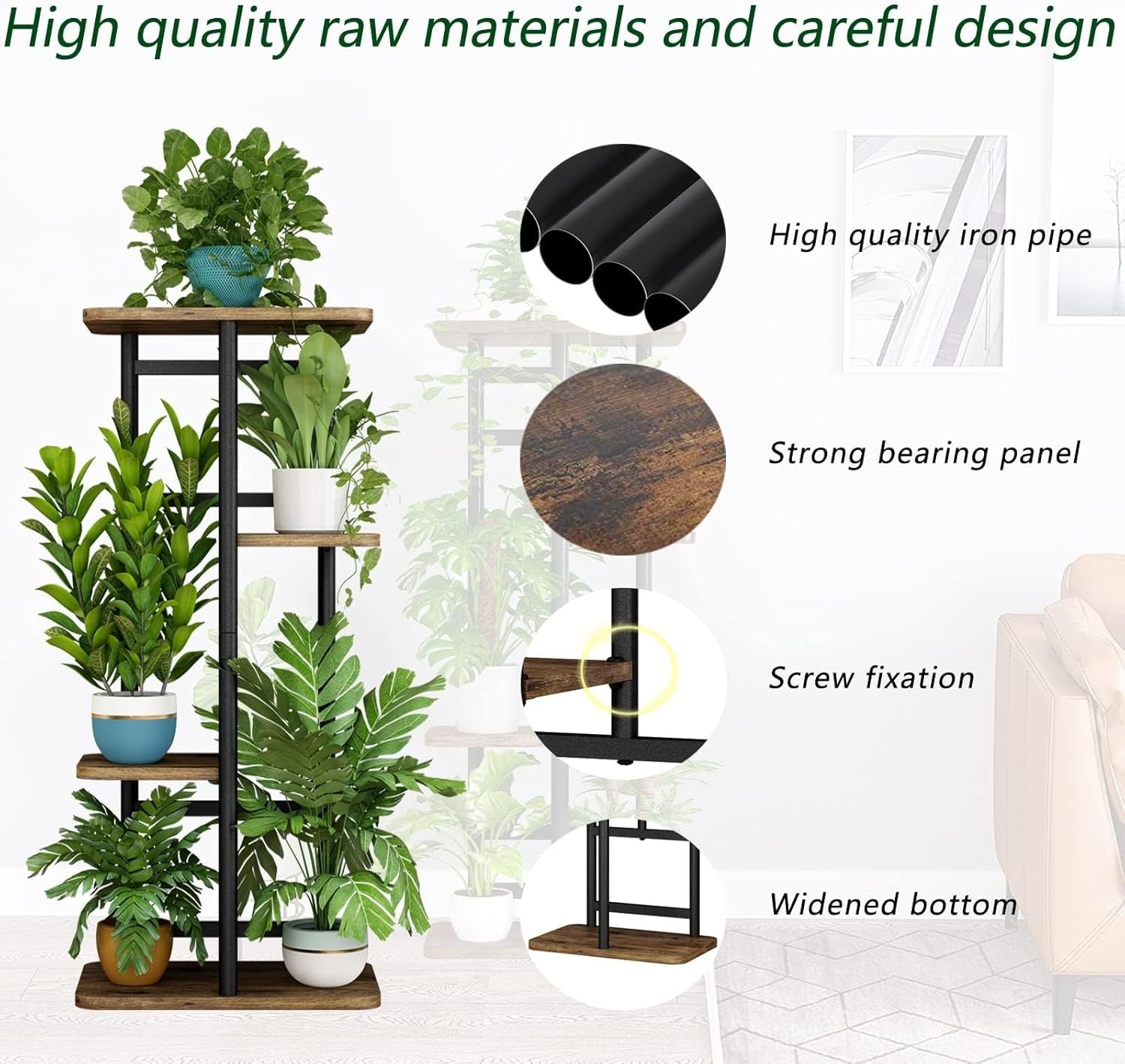 4 Tier Metal Plant Stand Indoor 5 Pot Flower Shelf Corner Display Rack for Home