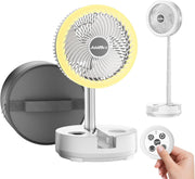 Rechargeable 40000mAh Foldable Floor Fan – 9-Speed Quiet Oscillating Fan White