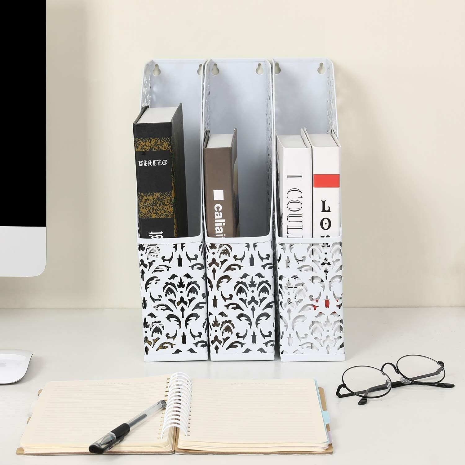 Metal Desk File Holder & A4 Paper Organizer Rack - Pack of 3 White