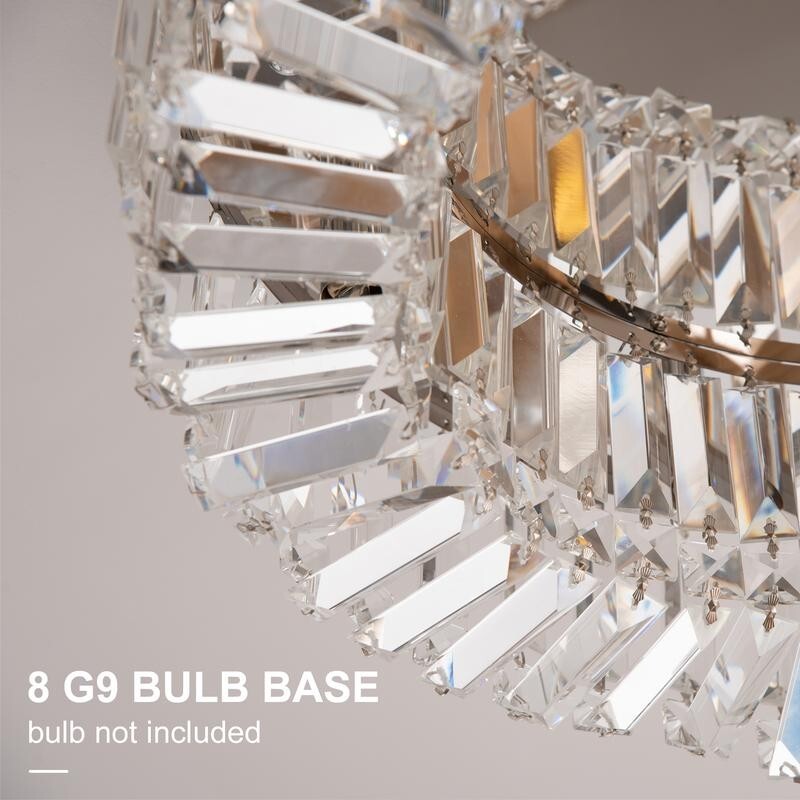Luxury 50cm Crystal Ceiling Light Chandelier Flush Mount G9 Modern Chrome