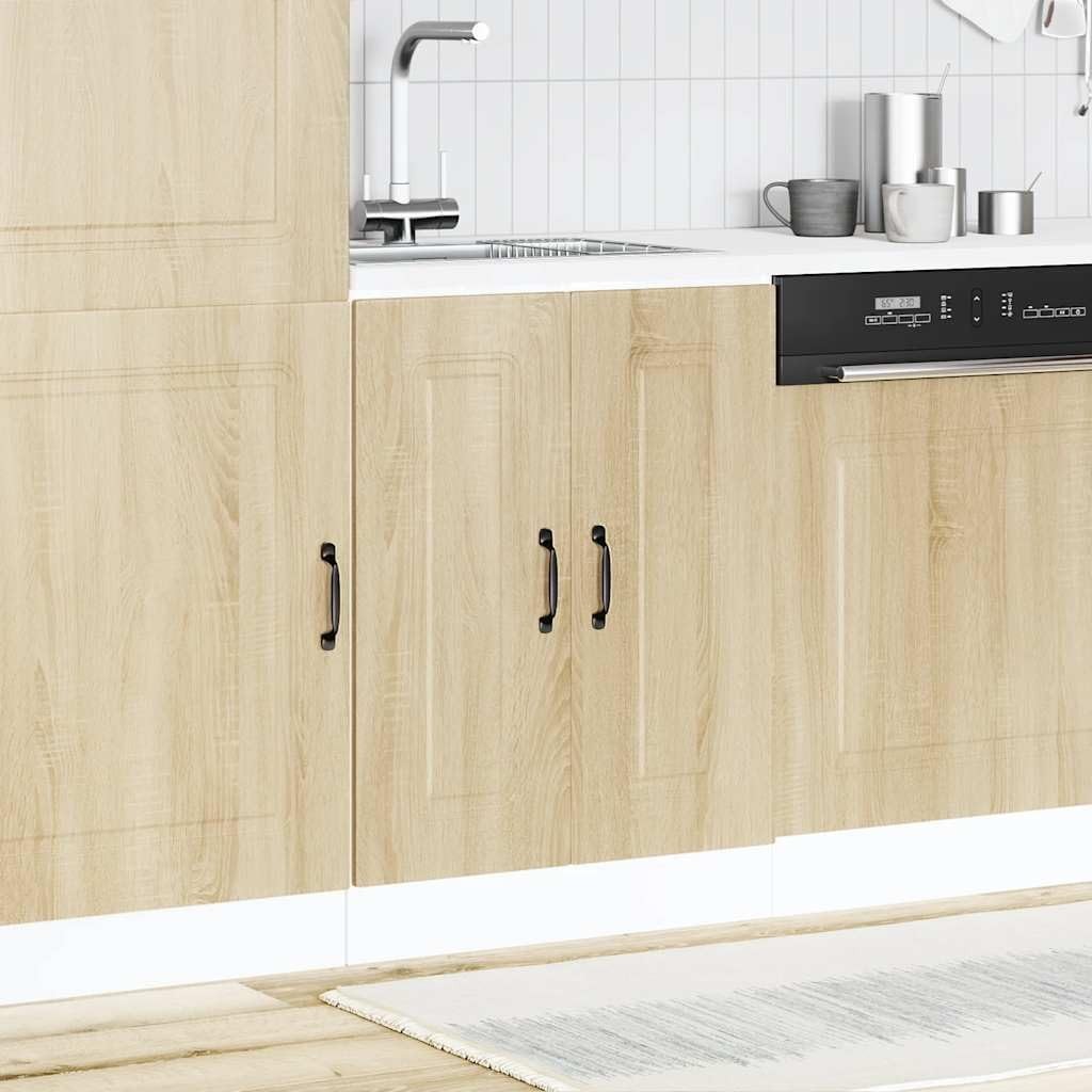 Brown Oak Bathroom Vanity Cabinet 60cm Under Sink Storage Unit with Double Doors