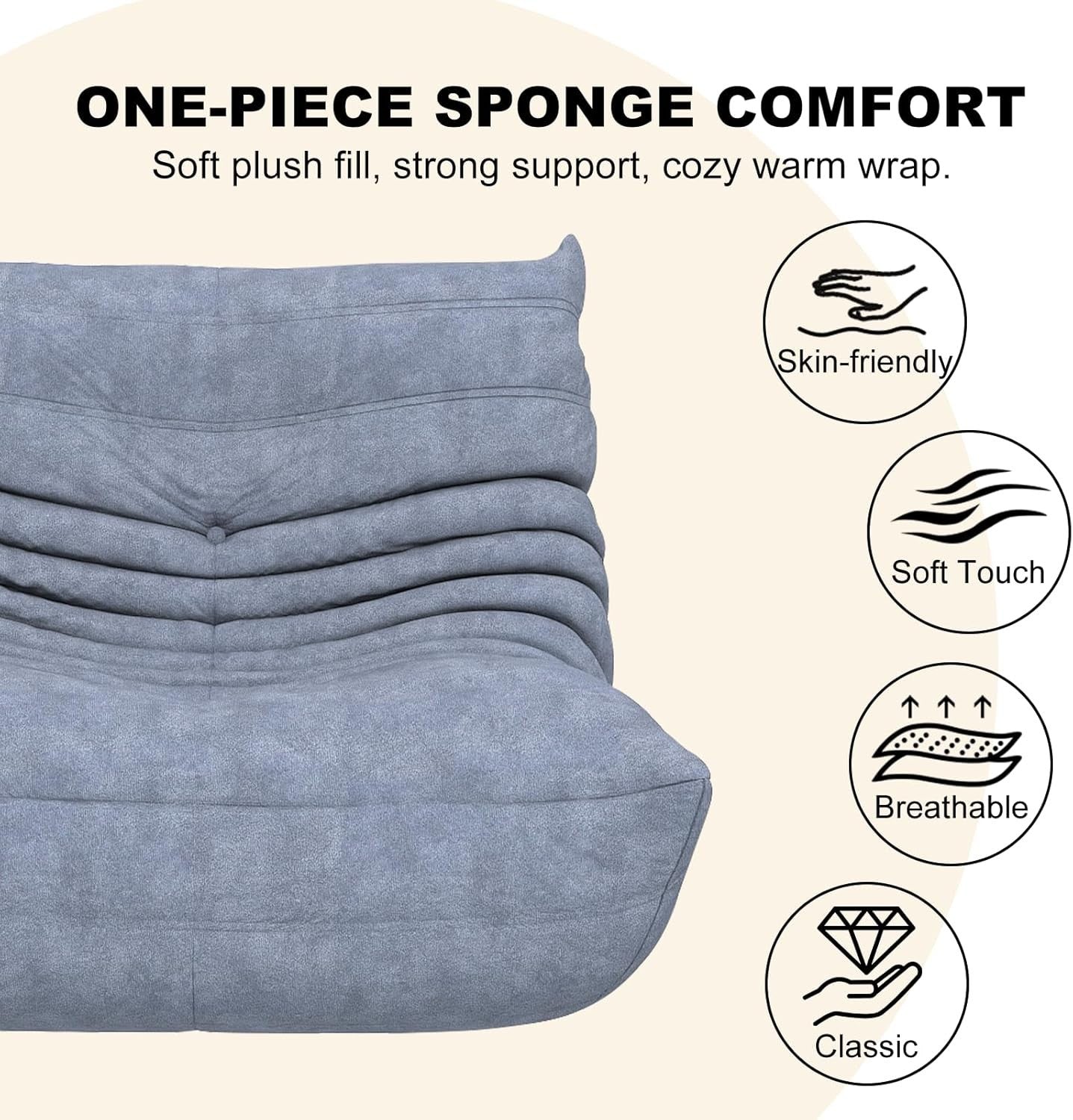 Adult Bean Bag Chair Soft Waterproof Sofa for Living Room Gaming & Reading