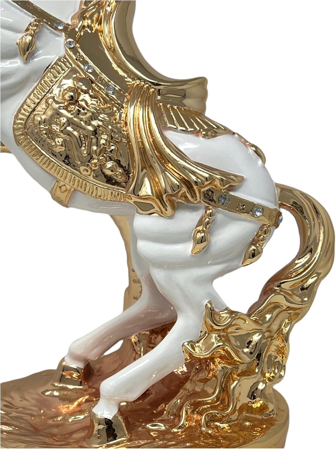 Luxury 44cm Porcelain Horse Statue • White Gold Figurine • Elegant Home Decor