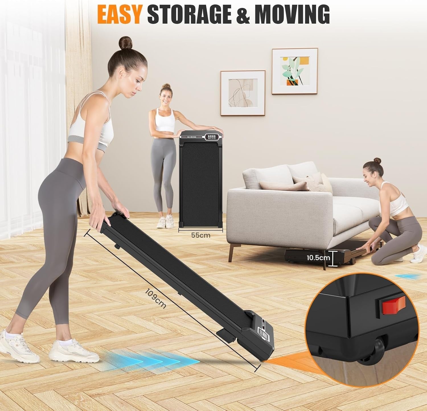 Under Desk Walking Pad Treadmill 8 km/h Incline Remote Compact
