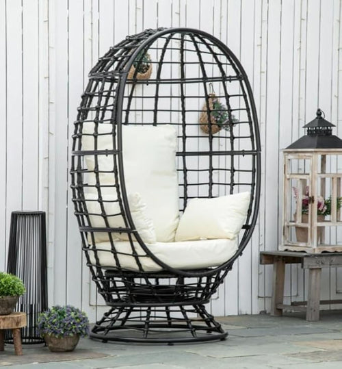 Luxury Rattan Egg Chair Outdoor Garden Patio Lounge Swivel Seat w/ Cushion