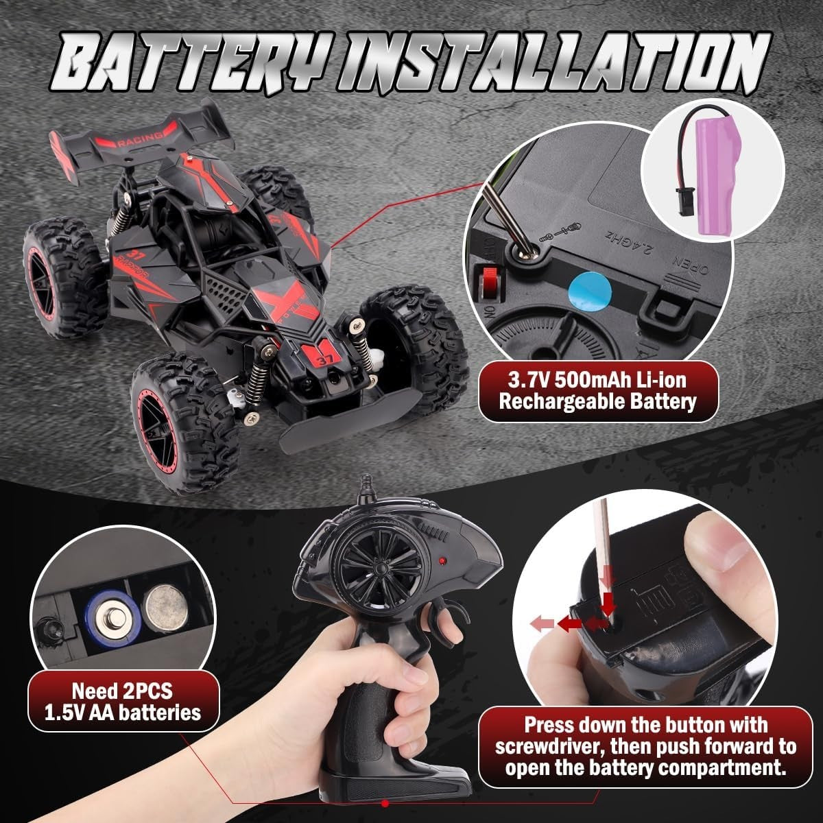 1:18 High Speed RC Car 2.4GHz Off-Road Drift Remote Car LED Kids Toy
