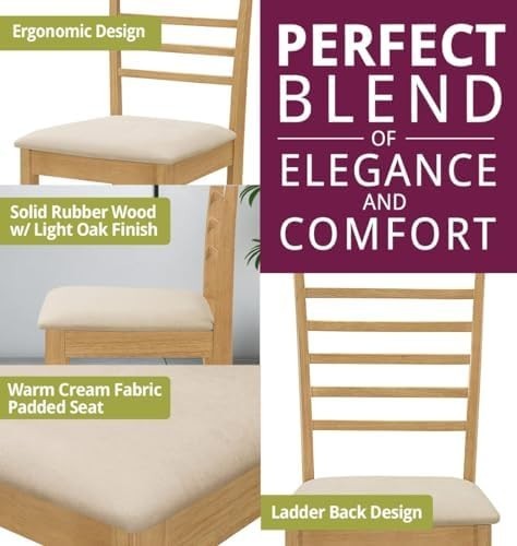Drop Leaf Dining Table Set with 4 Chairs Light Oak Ladder Back Space Saver