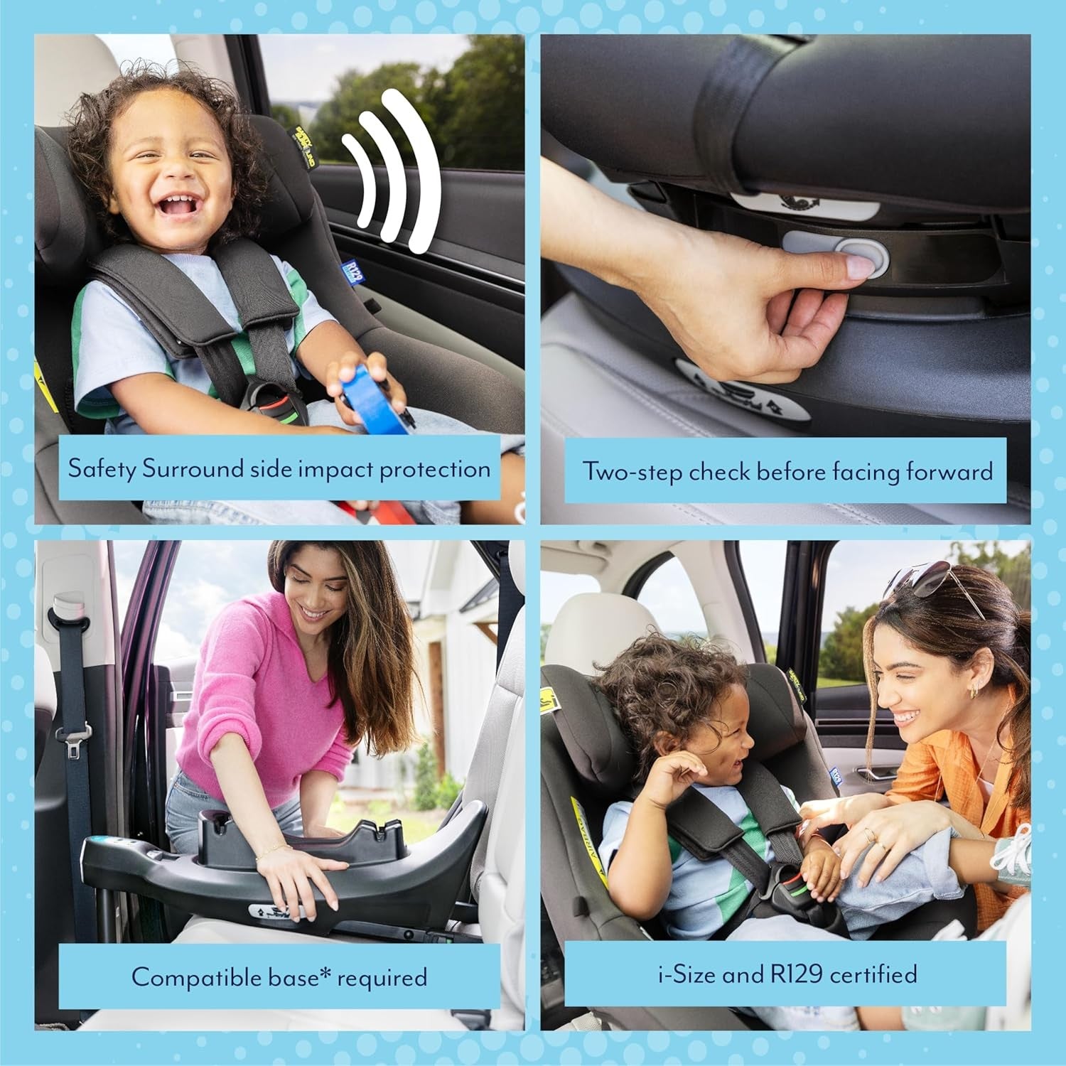 i-Size R129 Convertible Car Seat 40–105cm Birth to 4 Years Safety