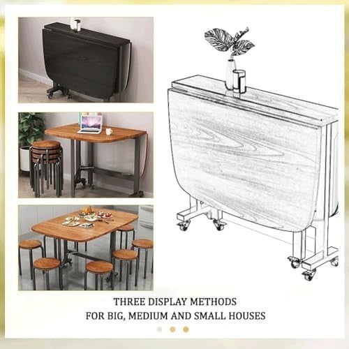 Folding Extendable Dining Table with Wheels – Compact Space-Saving Table