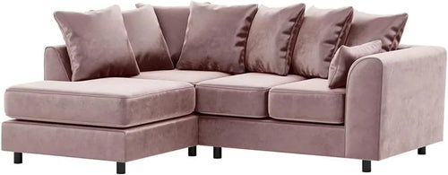 Pink L-Shaped 3+2 Seater Corner Sofa - Plush Fabric Modular Couch (Left Hand)