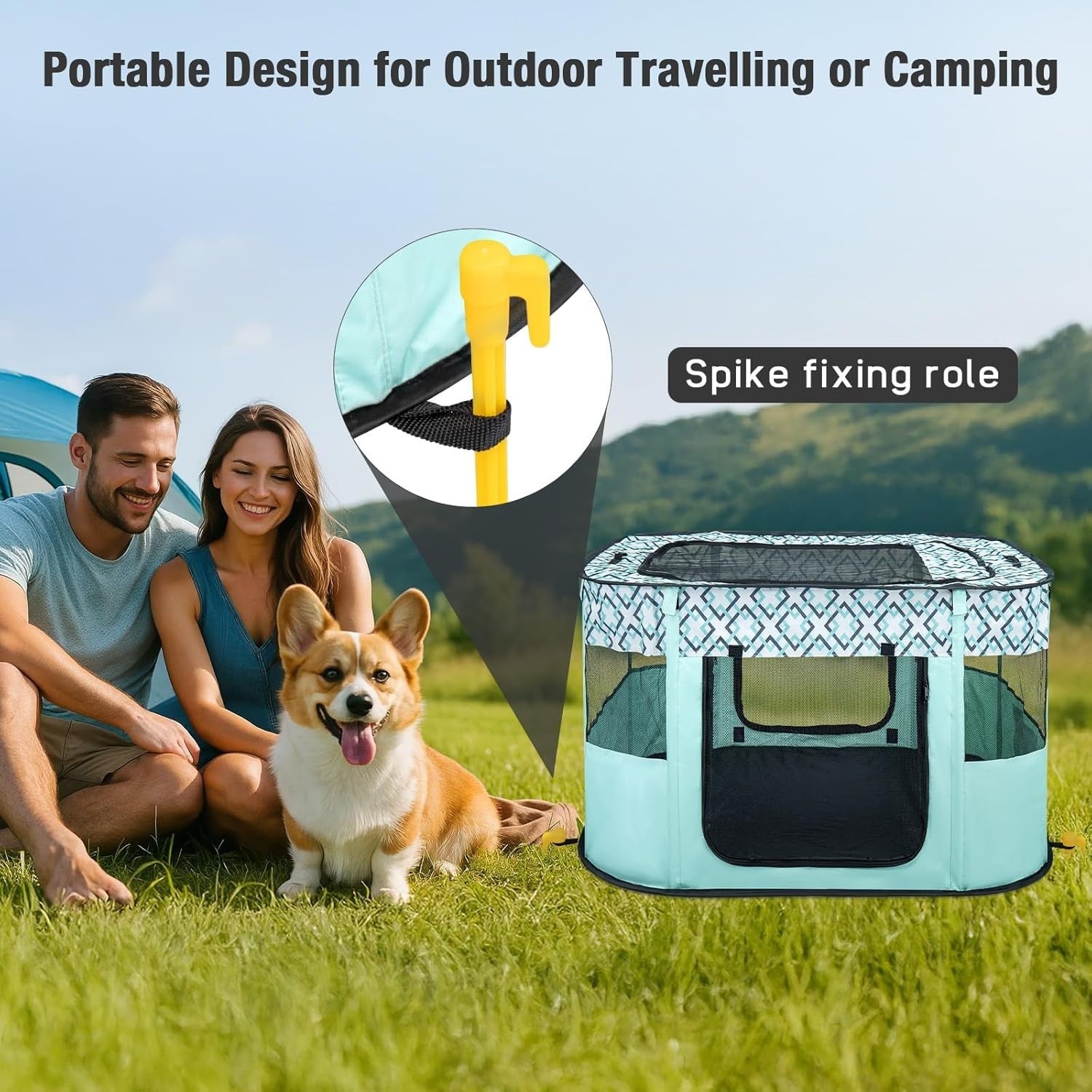 Large Foldable Pet Playpen Portable Dog Cat Crate,Indoor Outdoor Puppy Tent