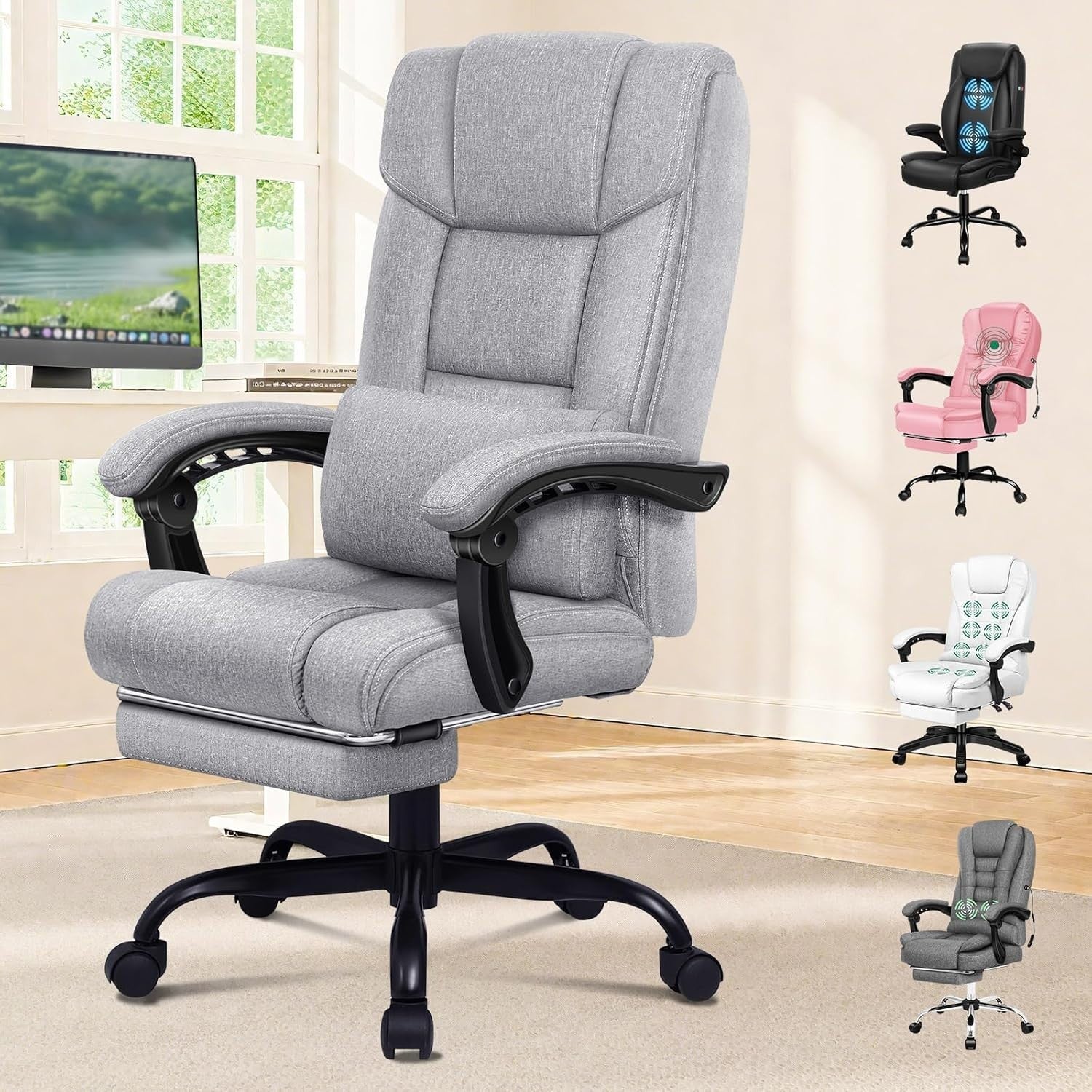 Executive Ergonomic Office Chair 90-150° Recline Adjustable Height Desk Swivel S