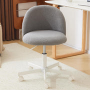 Grey Swivel Desk Chair Small Teddy Fleece Adjustable Height Modern Vanity Seat