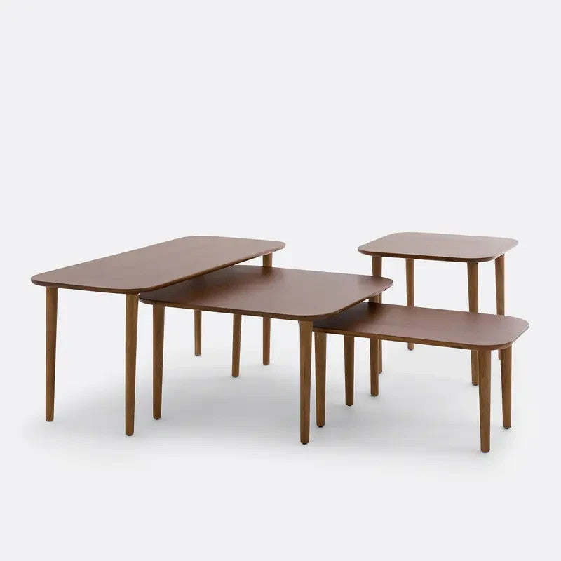 Solid Walnut Coffee Table with Bevelled Edge & Retro Tapered Legs