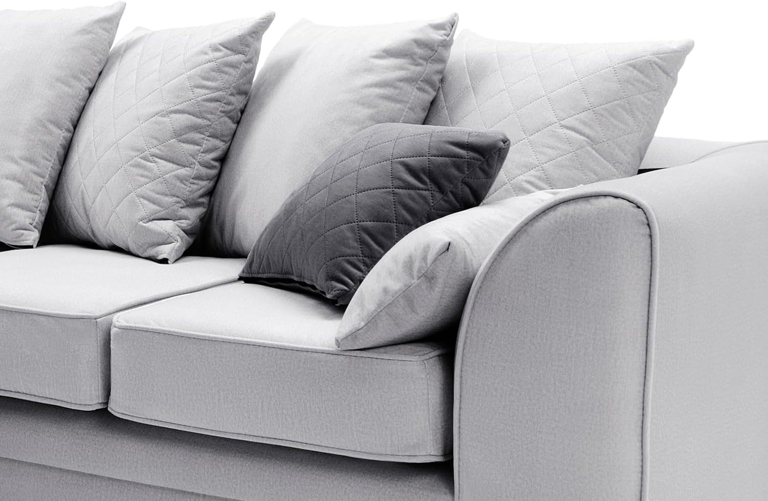 Light Grey L Shape Corner Sofa Velvet Fabric Water Repellent Plush Comfort