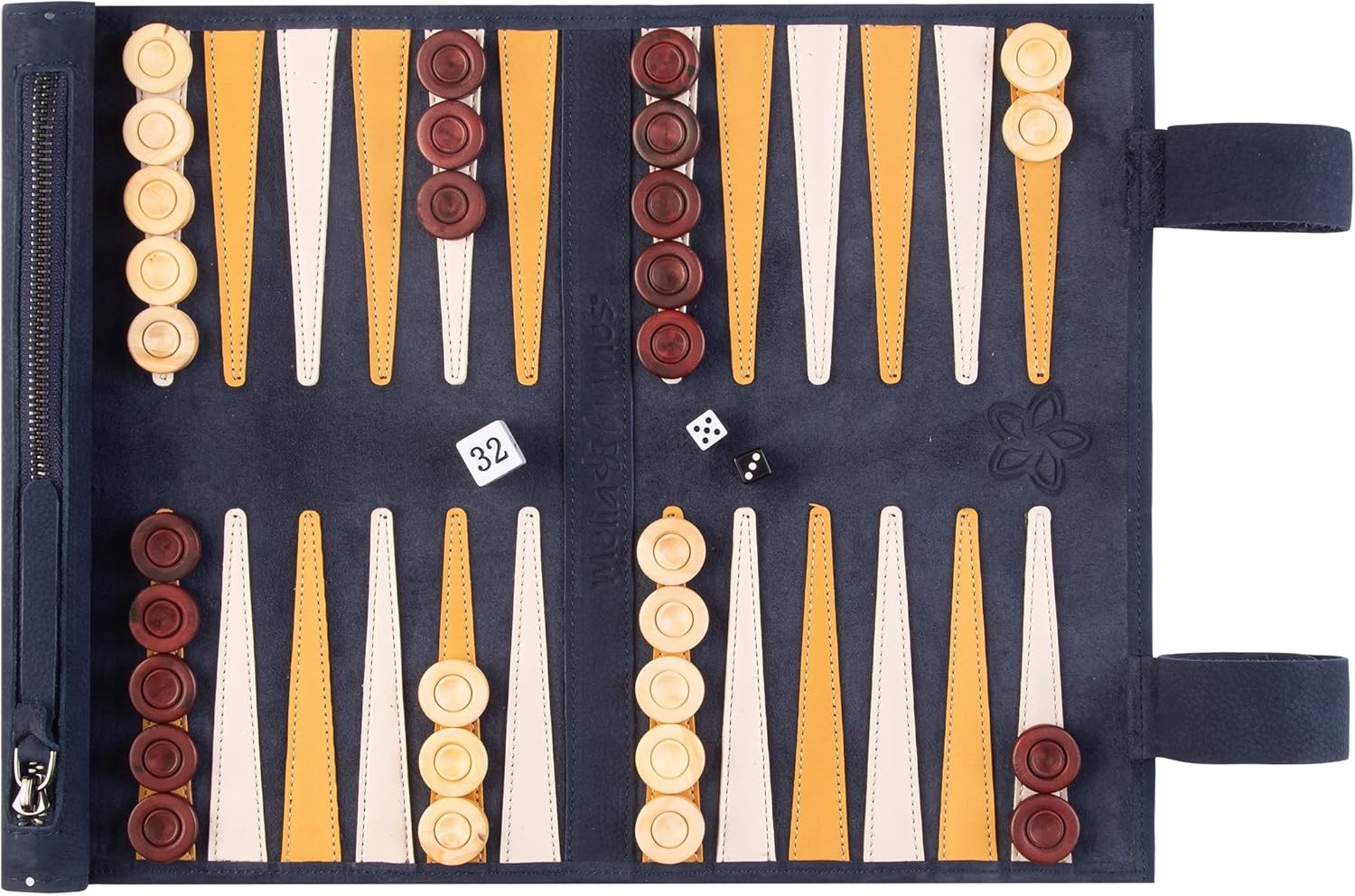 Luxury Travel Backgammon Set Genuine Leather Roll Up Portable Strategy Game