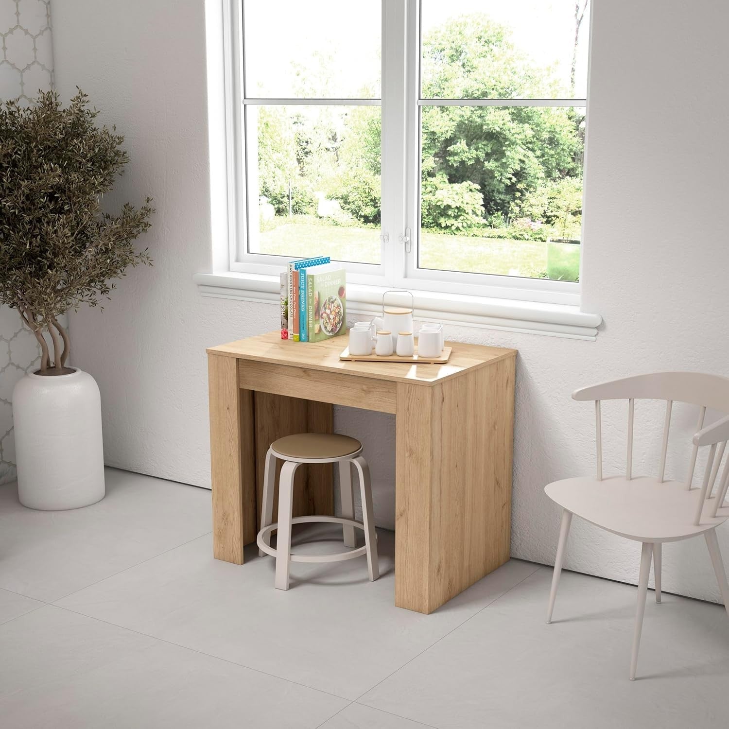 Large Extendable Console Dining Table Folding Space-Saving Oak 90–302cm Modern