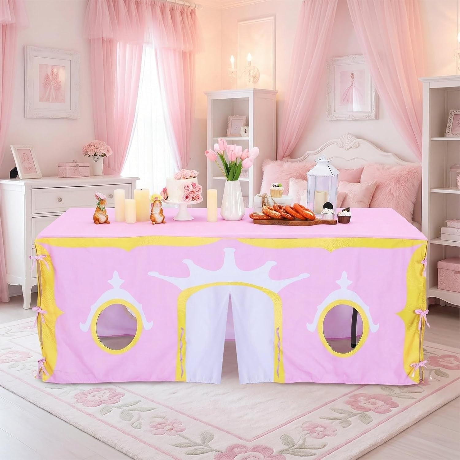Princess Kids Table Fort Tent Cover Indoor Outdoor Playhouse Large
