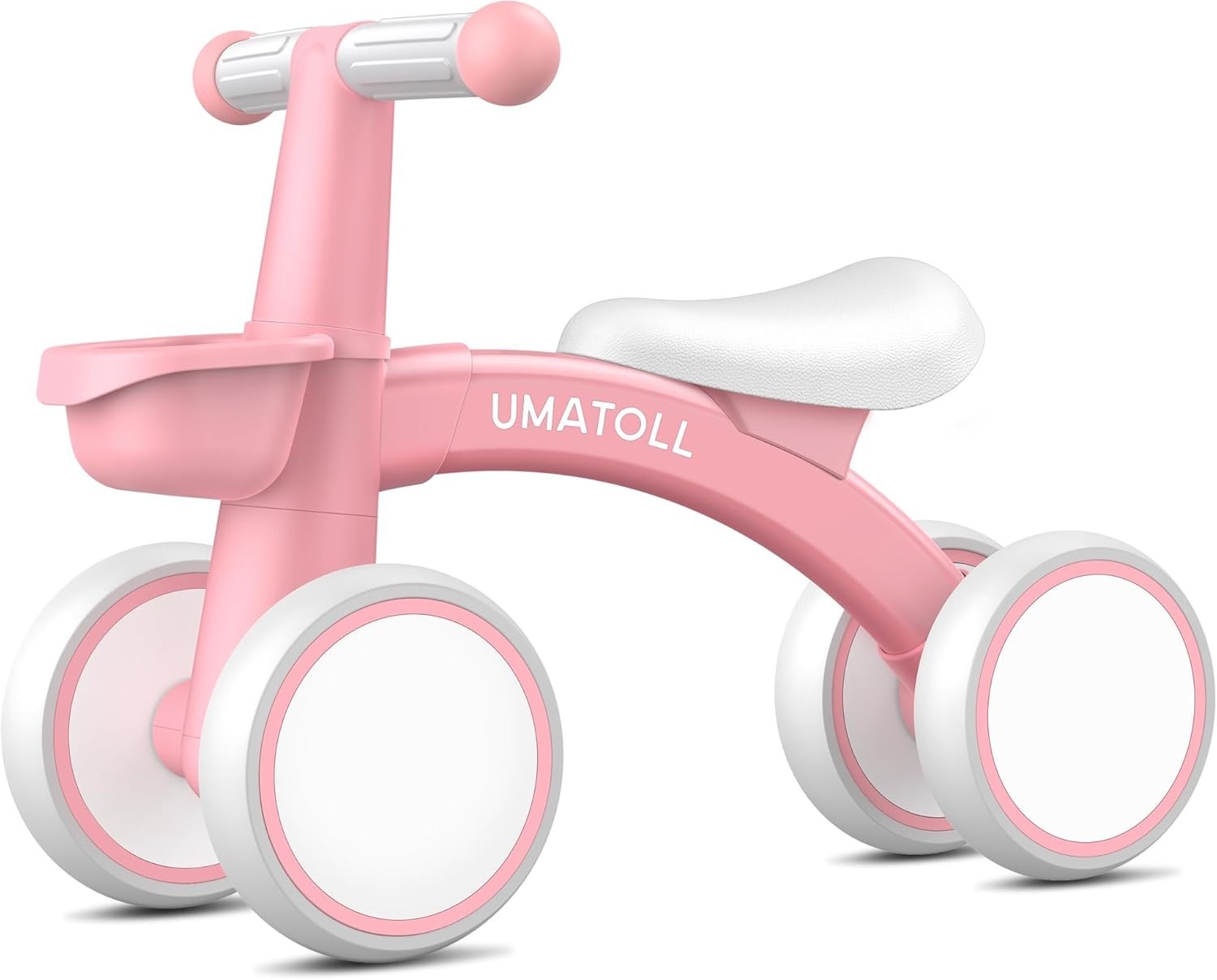 Toddler Balance Bike 12-24 Months Adjustable Seat 4 Wheel Pink