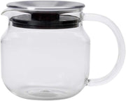 One Touch Glass Teapot 450ml Stainless Steel Infuser Dishwasher Safe