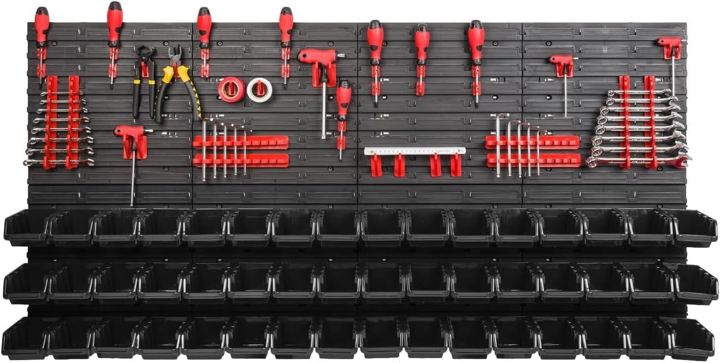 Large Wall Pegboard Tool Organizer Garage Storage Bin Rack Set