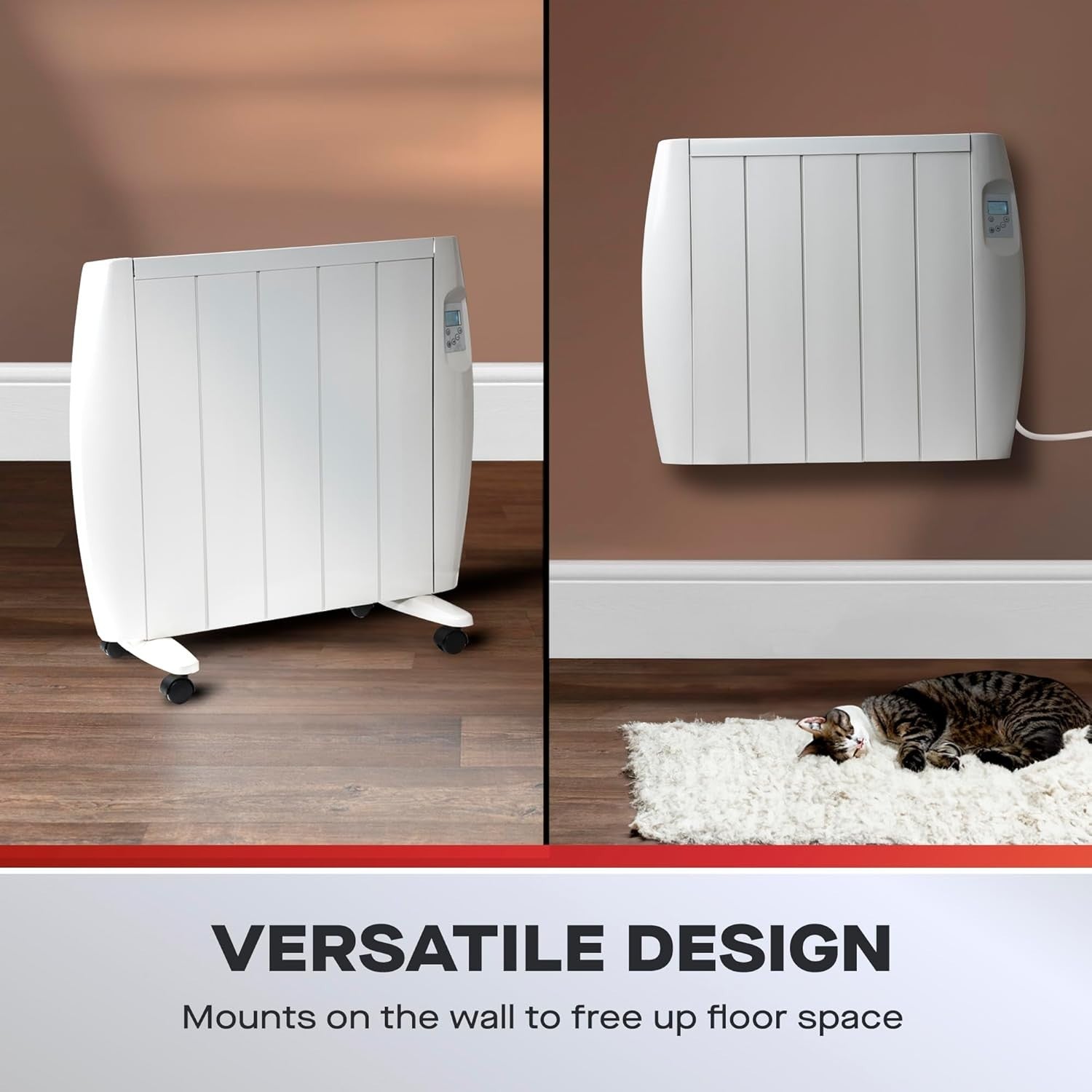 1500W Ceramic Heater Wall Mount or Free Standing with Timer & LCD
