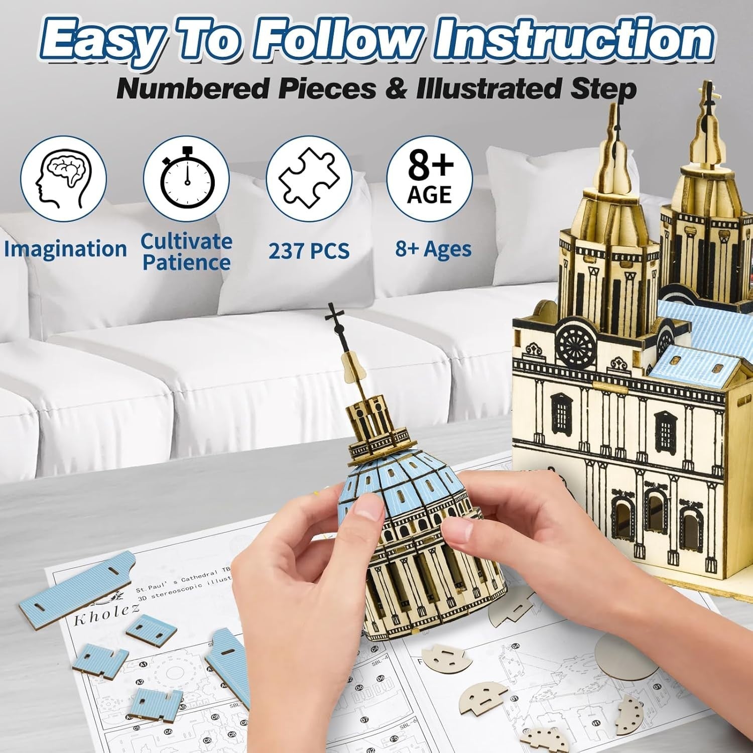 3D Wooden St. Paul’s Cathedral Puzzle Model DIY Craft Kit Gift for Adults