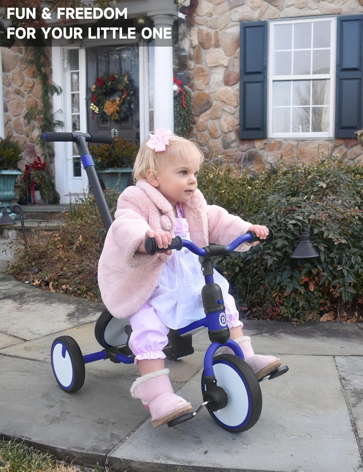 Convertible Toddler Tricycle Balance Bike Push Handle Safety Seat