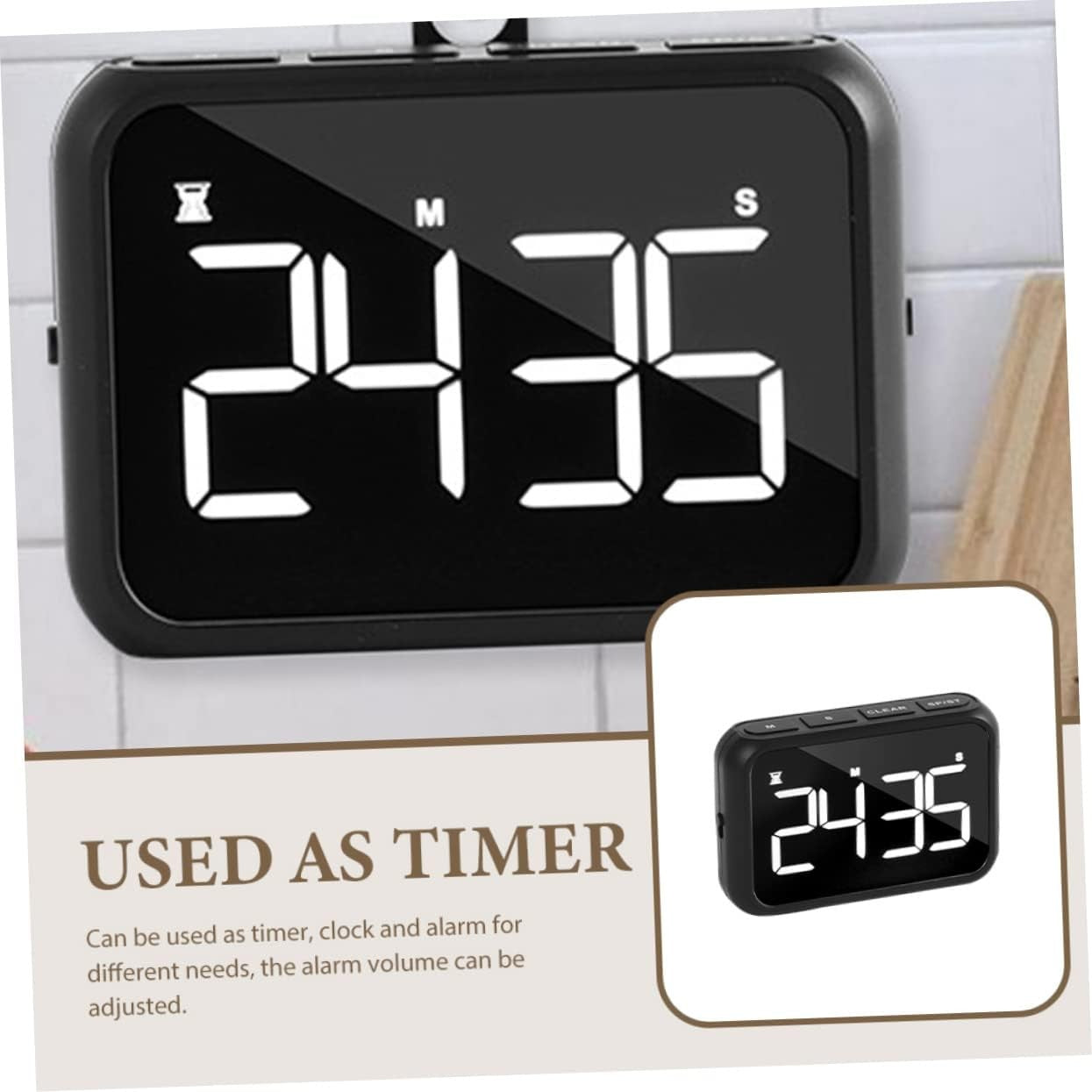3 Pack Digital Kitchen Timer Large LED Display Loud Alarm Magnetic